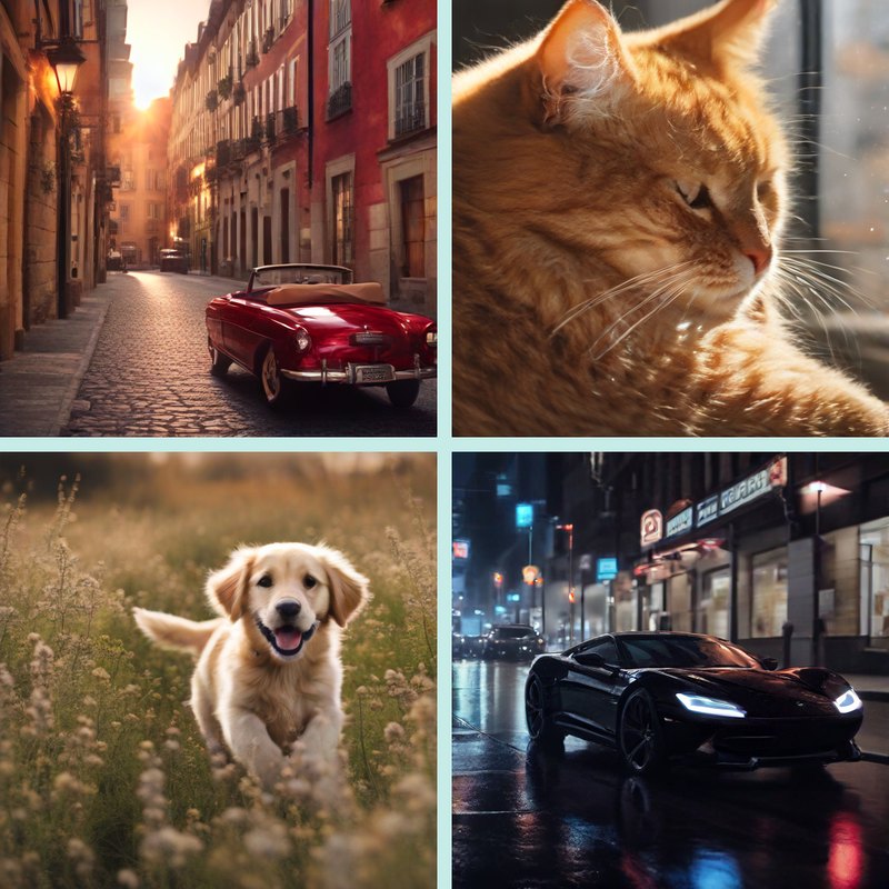 SDXL-Turbo FP16 reference images for four prompts